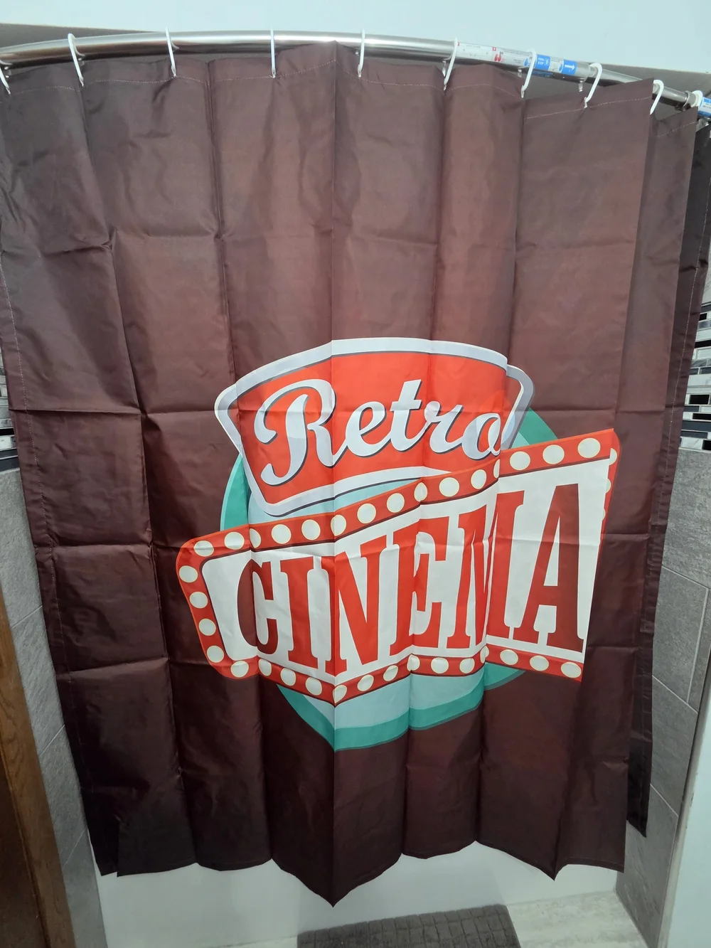 Nwot, Retro Cinema Brown Shower Curtain